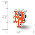 Sterling Silver Rhodium Plated Major League Baseball LogoArt New York Mets Enamel Bead