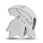 Sterling Silver Rhodium-plated LogoArt Michigan State University Spartan Enameled Logo Bead