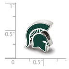 Sterling Silver Rhodium-plated LogoArt Michigan State University Spartan Enameled Logo Bead