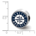 Sterling Silver Rhodium Plated Major League Baseball LogoArt Seattle Mariners Enameled Bead