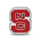 Sterling Silver Rhodium-plated LogoArt North Carolina State University N-C-S Enameled Logo Bead