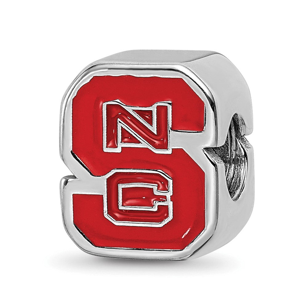 Sterling Silver Rhodium-plated LogoArt North Carolina State University N-C-S Enameled Logo Bead