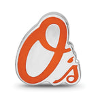 Sterling Silver Rhodium Plated Major League Baseball LogoArt Baltimore Orioles Enameled Bead