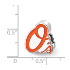 Sterling Silver Rhodium Plated Major League Baseball LogoArt Baltimore Orioles Enameled Bead