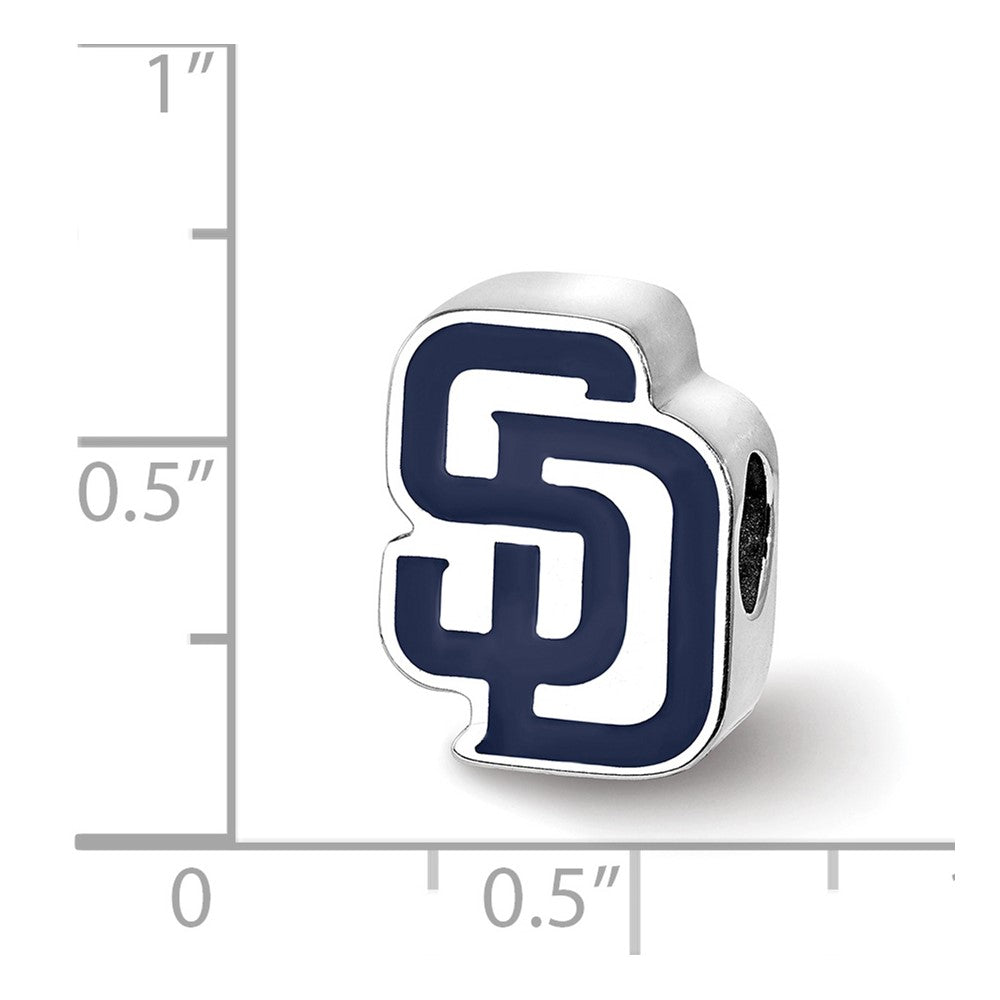 Sterling Silver Rhodium Plated Major League Baseball LogoArt San Diego Padres S-D Enamel Bead