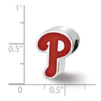 Sterling Silver Rhodium Plated Major League Baseball LogoArt Philadelphia Phillies Enamel Bead
