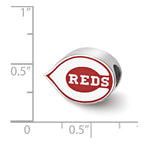 Sterling Silver Rhodium Plated Major League Baseball LogoArt Cincinnati Reds Enameled Bead