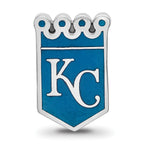Sterling Silver Rhodium Plated Major League Baseball LogoArt Kansas City Royals Enamel Bead