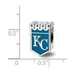 Sterling Silver Rhodium Plated Major League Baseball LogoArt Kansas City Royals Enamel Bead