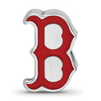 Sterling Silver Rhodium Plated Major League Baseball LogoArt Boston Red Sox Enamel Logo Bead