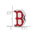 Sterling Silver Rhodium Plated Major League Baseball LogoArt Boston Red Sox Enamel Logo Bead