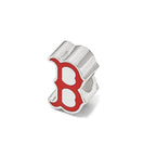 Sterling Silver Rhodium Plated Major League Baseball LogoArt Boston Red Sox Enamel Logo Bead