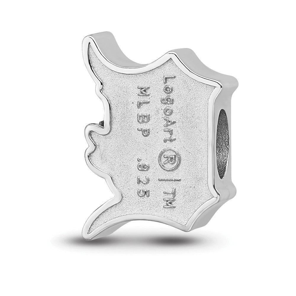 Sterling Silver Rhodium Plated Major League Baseball LogoArt Detroit Tigers Enamel Bead
