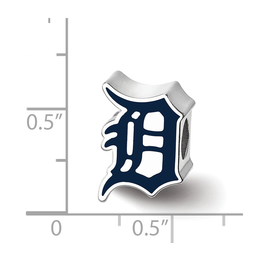 Sterling Silver Rhodium Plated Major League Baseball LogoArt Detroit Tigers Enamel Bead