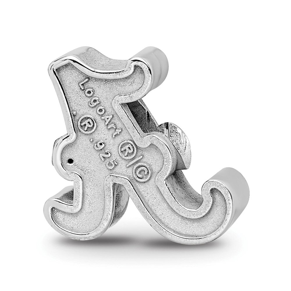 Sterling Silver Rhodium-plated LogoArt University of Alabama Letter A Enameled Bead