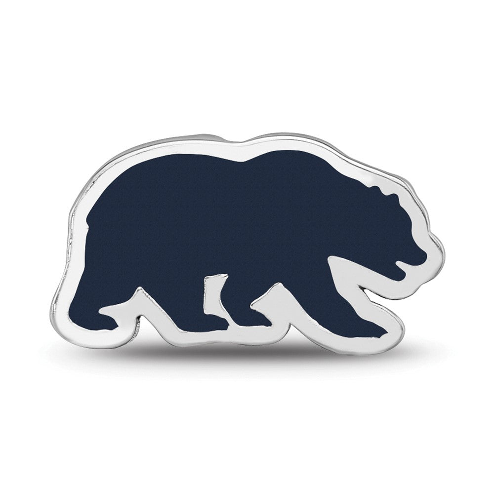 Sterling Silver Rhodium-plated LogoArt University of California Berkeley Bear Enameled Bead