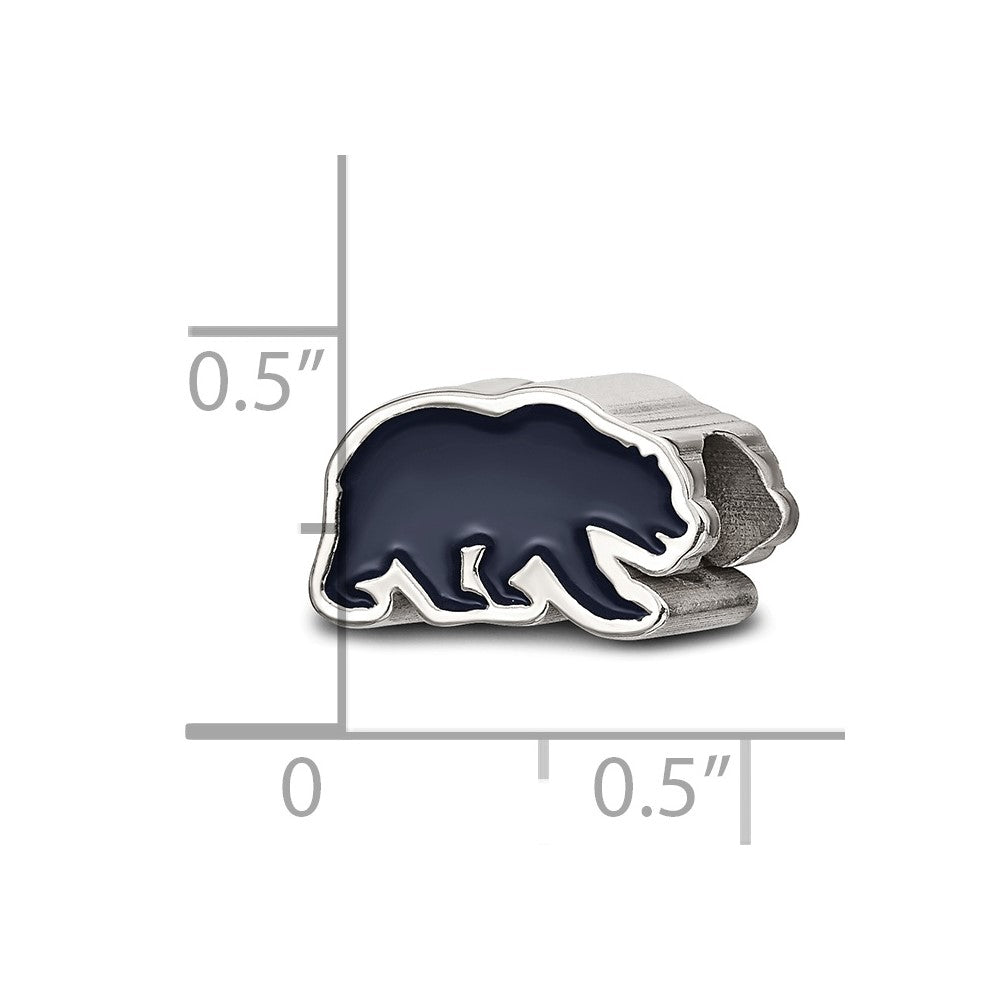 Sterling Silver Rhodium-plated LogoArt University of California Berkeley Bear Enameled Bead