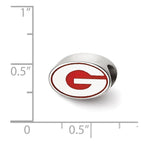 Sterling Silver Rhodium-plated LogoArt University of Georgia Letter G Enameled Logo Bead
