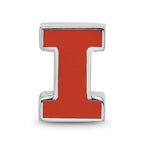 Sterling Silver Rhodium-plated LogoArt University of Illinois Letter I Enameled Logo Bead