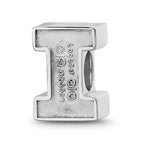 Sterling Silver Rhodium-plated LogoArt University of Illinois Letter I Enameled Logo Bead
