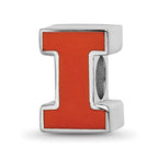 Sterling Silver Rhodium-plated LogoArt University of Illinois Letter I Enameled Logo Bead