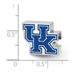 Sterling Silver Rhodium-plated LogoArt University of Kentucky U-K Enameled Logo Bead