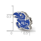 Sterling Silver Rhodium-plated LogoArt The University of Kansas Jayhawk Enameled Logo Bead