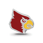Sterling Silver Rhodium-plated LogoArt University of Louisville Cardinal Enameled Logo Bead