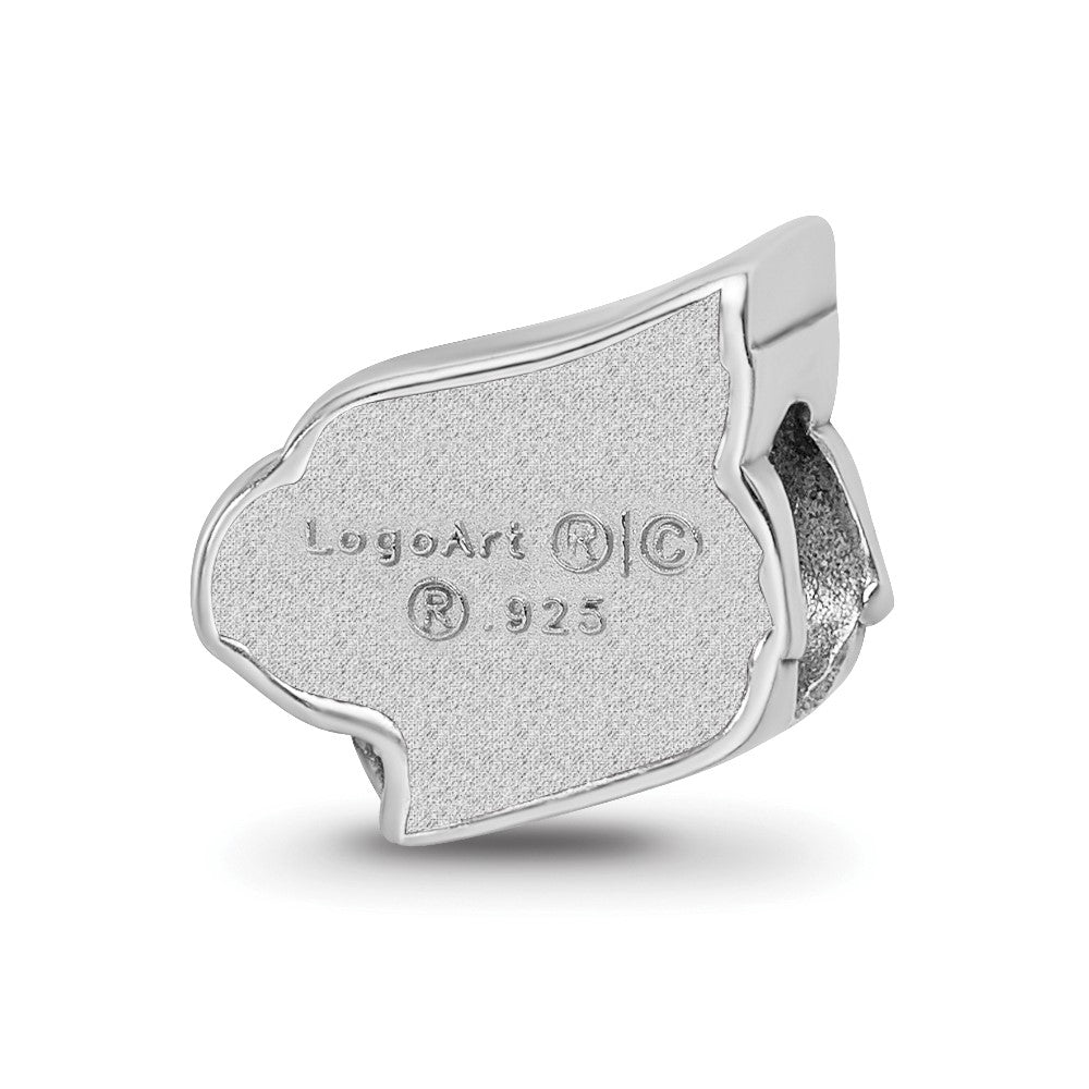 Sterling Silver Rhodium-plated LogoArt University of Louisville Cardinal Enameled Logo Bead
