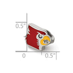 Sterling Silver Rhodium-plated LogoArt University of Louisville Cardinal Enameled Logo Bead