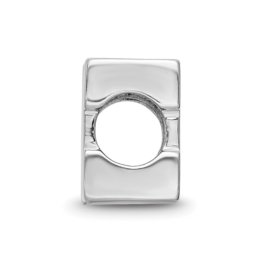 Sterling Silver Rhodium-plated LogoArt University of Michigan Letter M Blue Enameled 1-sided Bead