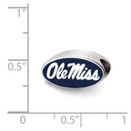 Sterling Silver Rhodium-plated LogoArt University of Mississippi Ole Miss Oval Enameled Bead