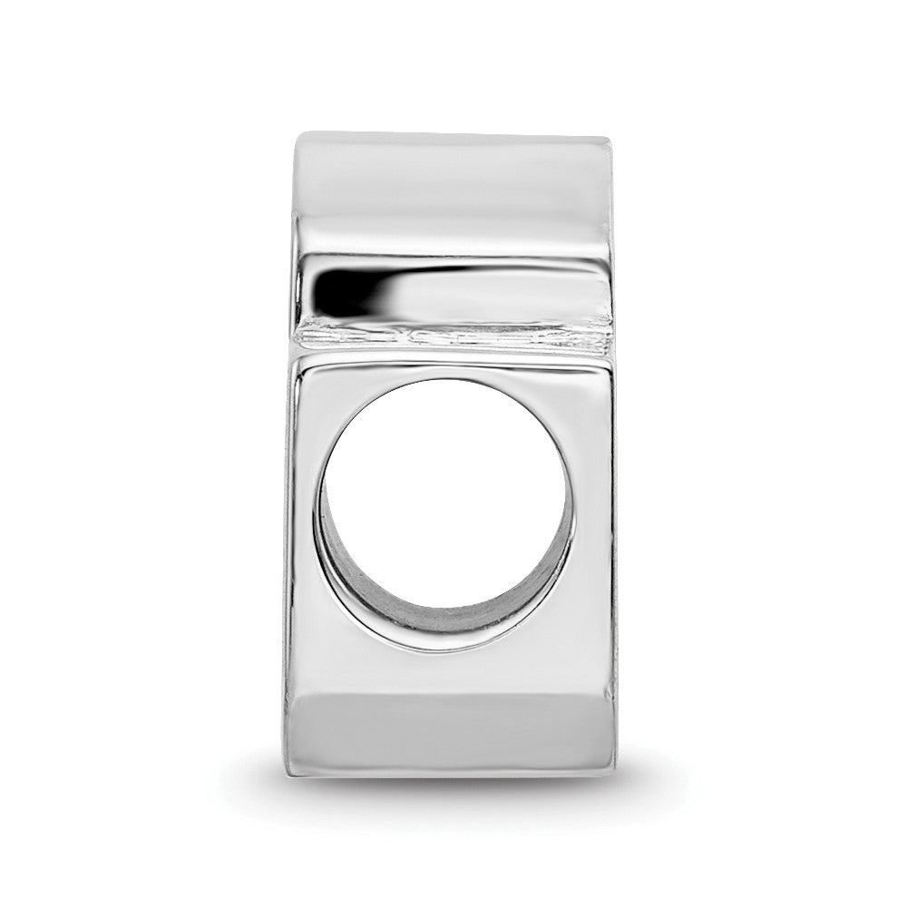 Sterling Silver Rhodium-plated LogoArt University of Oklahoma O-U 1-sided Enameled Bead