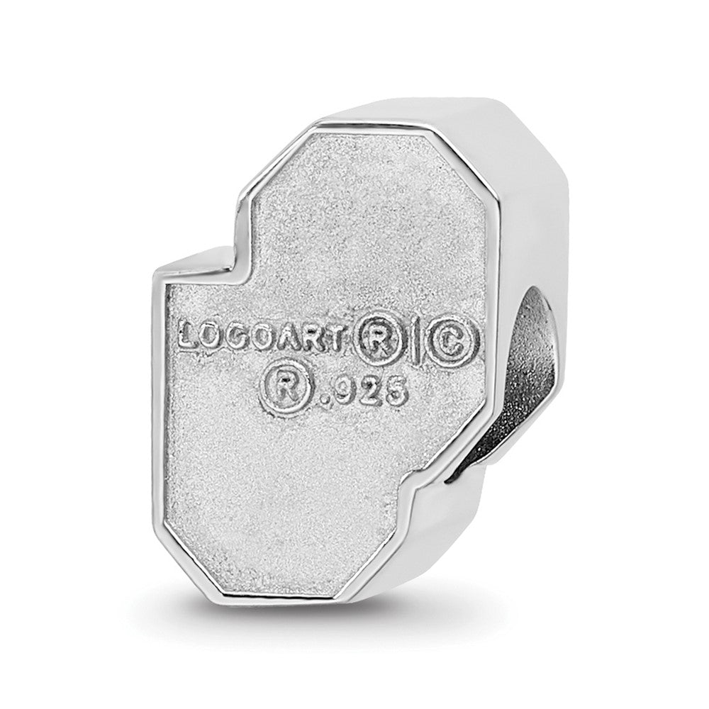Sterling Silver Rhodium-plated LogoArt University of Oklahoma O-U 1-sided Enameled Bead