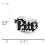 Sterling Silver Rhodium-plated LogoArt University of Pittsburgh Pitt Script Enameled Logo Bead