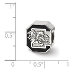 Sterling Silver Rhodium-plated LogoArt University of South Carolina Enameled Logo Bead