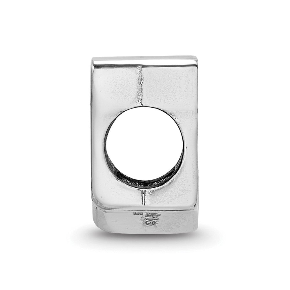 Sterling Silver Rhodium-plated LogoArt University of Wisconsin Letter W Enameled Logo Bead