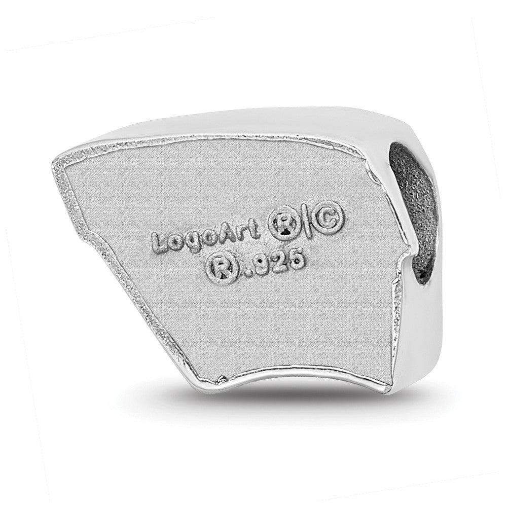 Sterling Silver Rhodium-plated LogoArt University of Wisconsin Letter W Enameled Logo Bead
