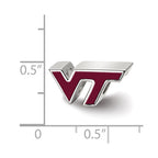Sterling Silver Rhodium-plated LogoArt Virginia Tech V-T Enameled Logo Bead