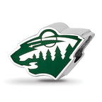 Sterling Silver NHL LogoArt Minnesota Wild Enameled Logo Bead