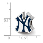 Sterling Silver Rhodium Plated Major League Baseball LogoArt New York Yankees Enamel Bead