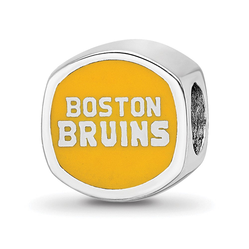 Sterling Silver NHL LogoArt Boston Bruins Double Logo Enameled Bead
