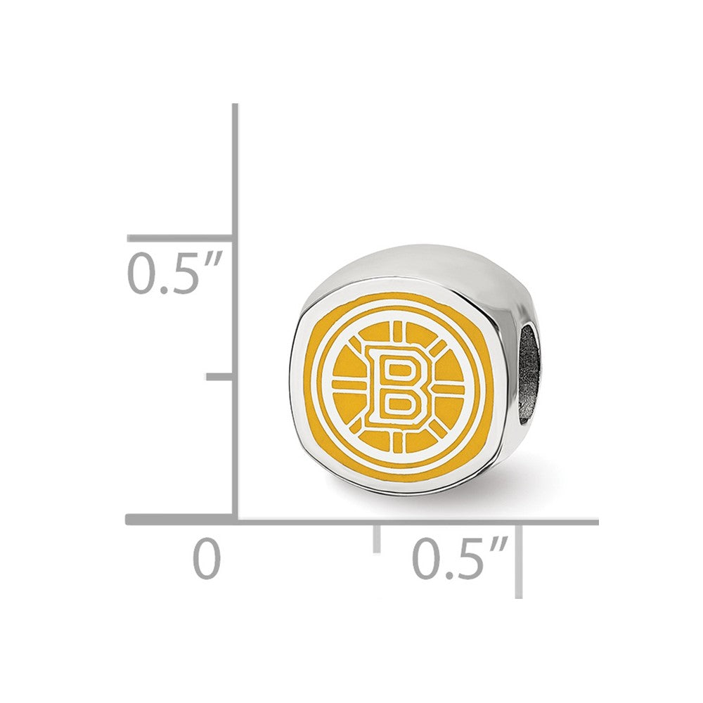 Sterling Silver NHL LogoArt Boston Bruins Double Logo Enameled Bead