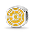 Sterling Silver NHL LogoArt Boston Bruins Double Logo Enameled Bead