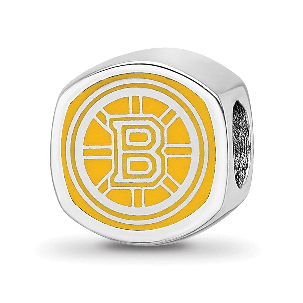 Sterling Silver NHL LogoArt Boston Bruins Double Logo Enameled Bead