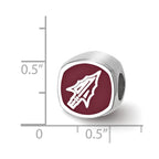 Sterling Silver Florida State University Cushion Shaped Enameled Bead