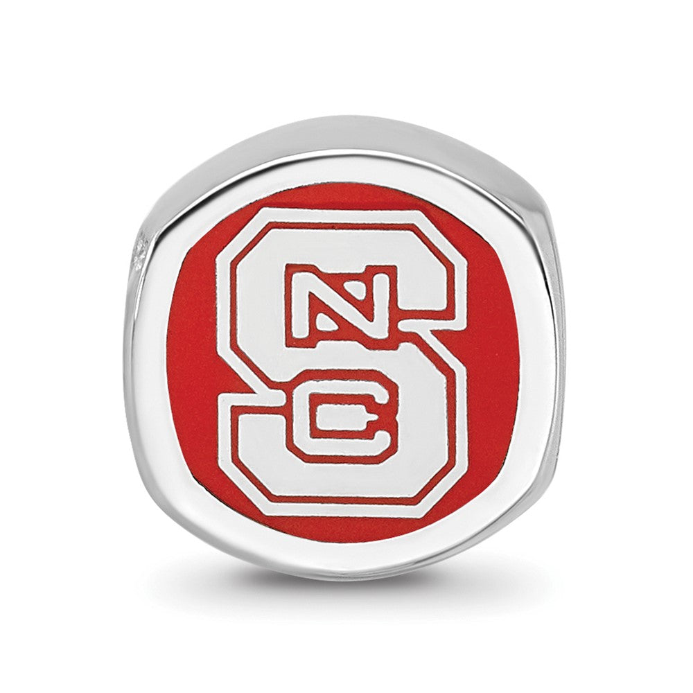 Sterling Silver Rhodium-plated LogoArt North Carolina State University N-C-S Enameled Bead