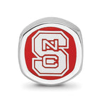 Sterling Silver Rhodium-plated LogoArt North Carolina State University N-C-S Enameled Bead