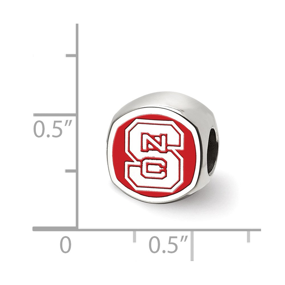 Sterling Silver Rhodium-plated LogoArt North Carolina State University N-C-S Enameled Bead