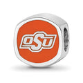 Sterling Silver Rhodium-plated LogoArt Oklahoma State University Enameled Double Logo Bead
